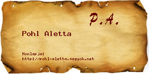 Pohl Aletta névjegykártya
